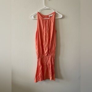 Bishop and young orange cinched high neck mini dress